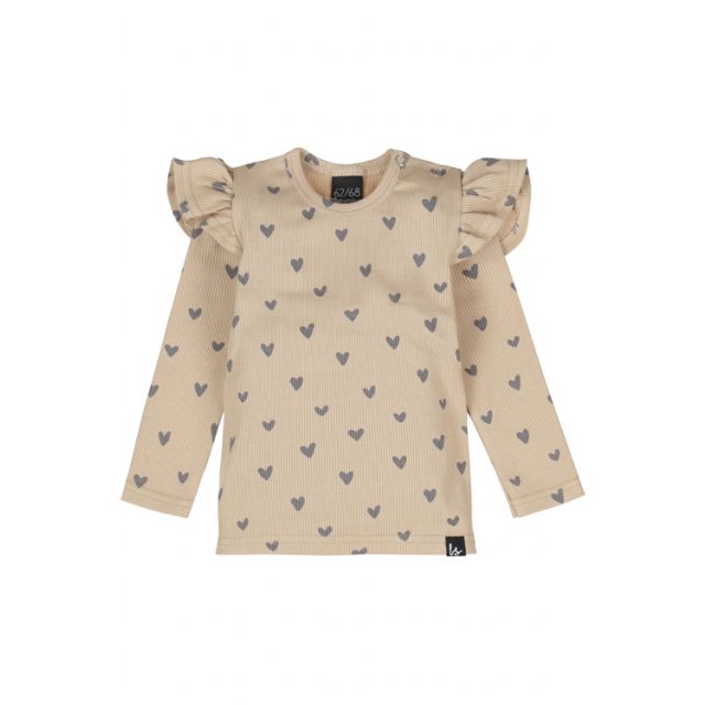 Ruffle longsleeve rib hartjes (beige)