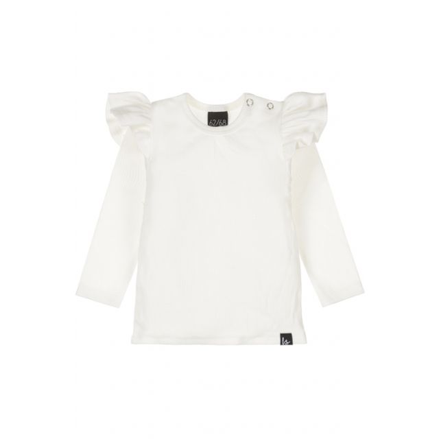 Ruffle longsleeve rib ecru