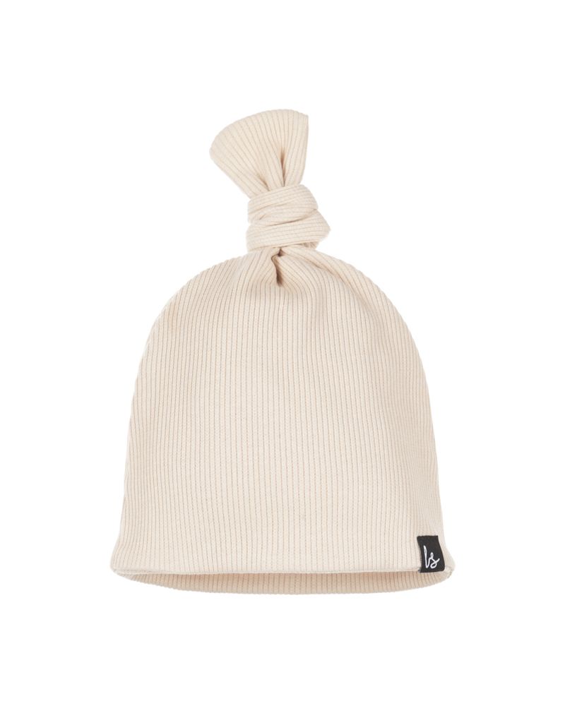 Knot mutsje rib (sand) 0-3 mnd