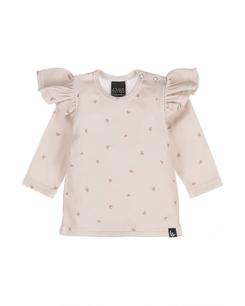 Ruffle longsleeve hartjes rib (licht roze)