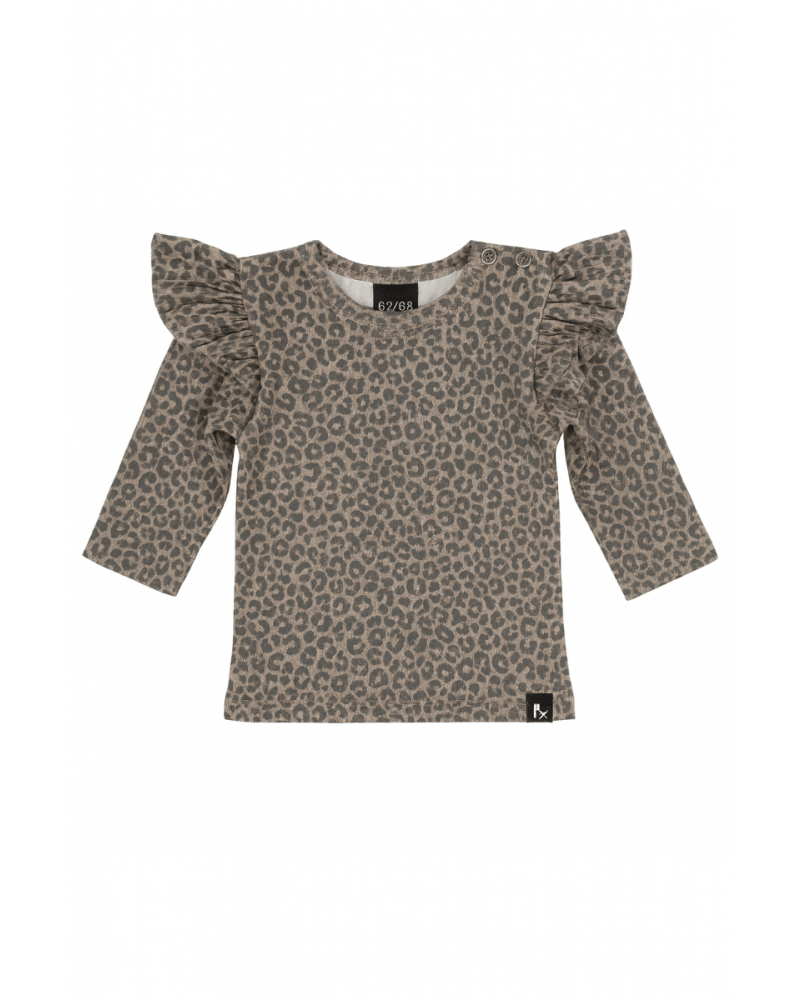Ruffle longsleeve leopard spots rib