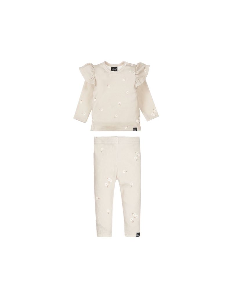 Outfit longsleeve daisy stem light beige